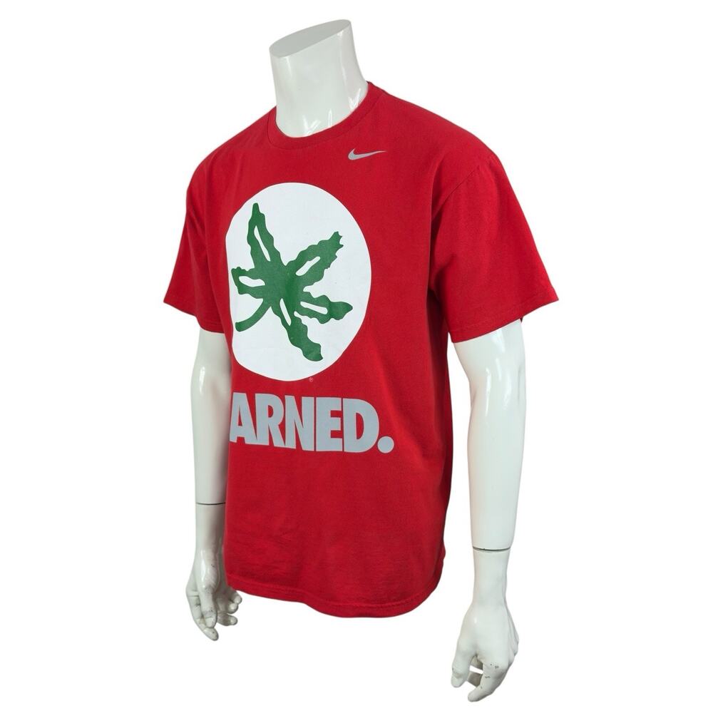 Nike Team “Earned” Ohio State Buckeyes Crew Neck T-Shirt Men L Red Cotton